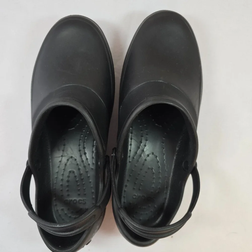 y2k Crocs Womens 11 Black Clogs Lock Slip Resistant‎ Work Food Service Kitchen
